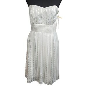 White House Black Market Strapless White Pleated Bridal Party Shower Dress 6 NWT